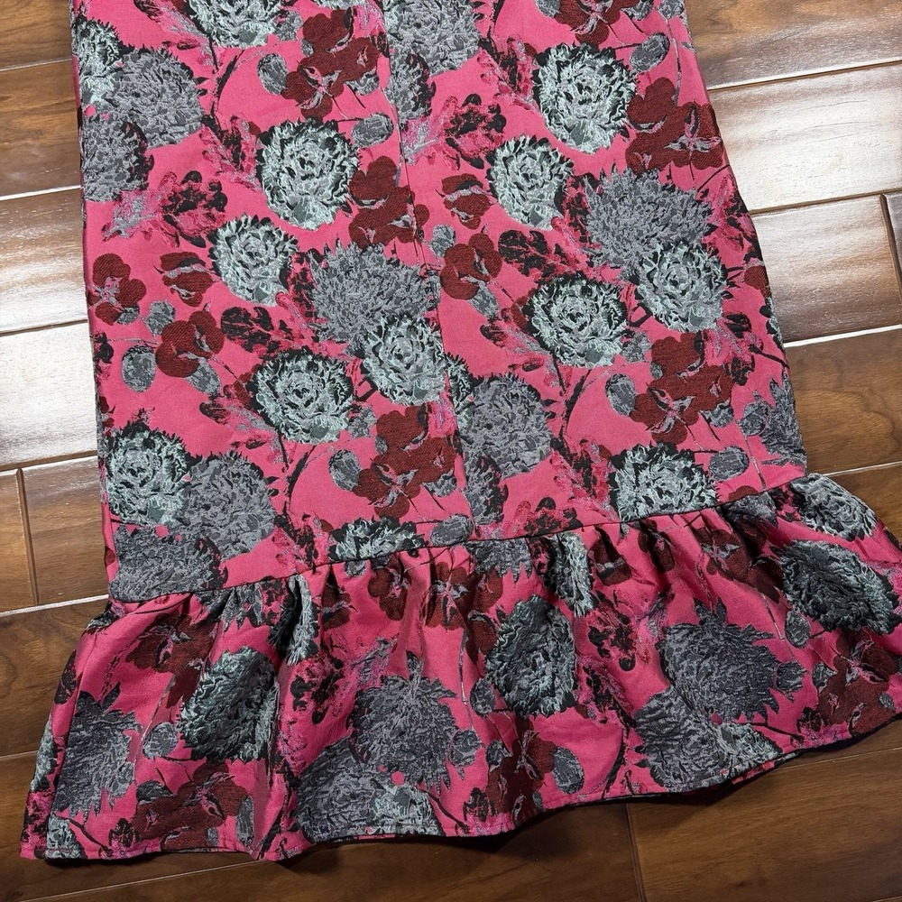 Abbey Glass Women's Size XL Pink Black Floral Jacquard Camille Gown Dress - Picture 10 of 11